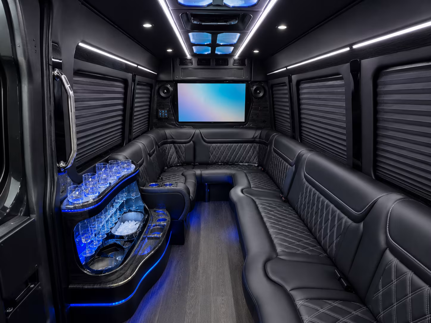 pearland 25 passenger party bus inside